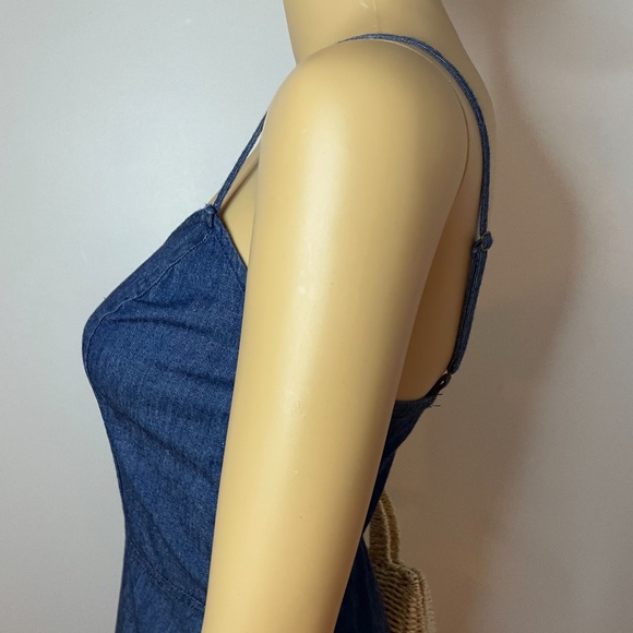 Minimalist spaghetti strap Jean cutout midi dress! - Picture 9 of 14